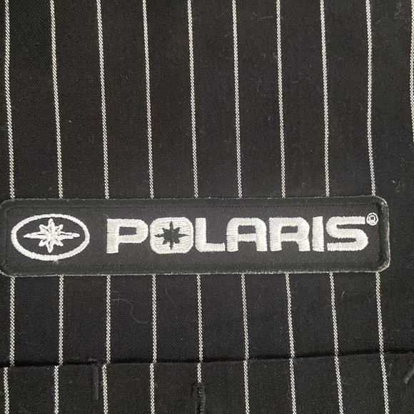 Polaris Men's Short-Sleeve Pit Shirt with Logo, Black & Grey Striped sz L - Picture 3 of 5